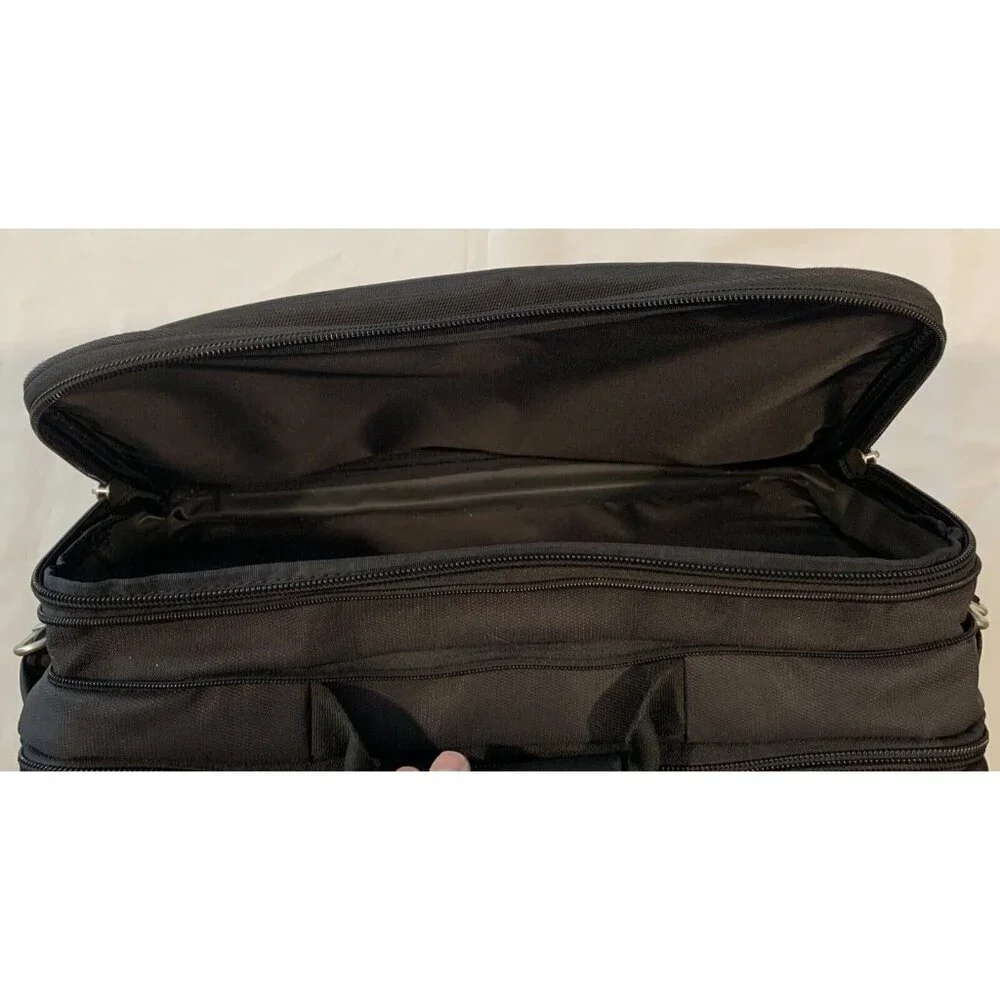 Eddie Bauer Black Nylon Laptop Bag Adjustable Strap Multiple Compartments Padded